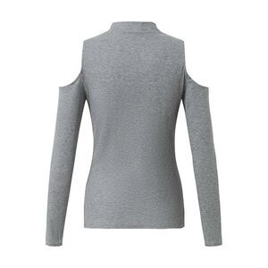 Trouve Gray Cold Shoulder Casual Top Long Sleeve Fabric Sparkle, Size S